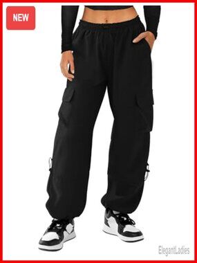 Lightweight Water Resistant Cargo Pants Elastic Waisted Joggers with Pockets
